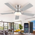 46 Inch Smart Flush Mount Ceiling Fan With Dimmable Lights