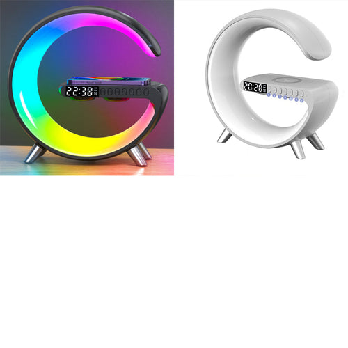 AuraGlow G Shaped LED Light Bluetooth Speaker with Wireless Charging and App Control
