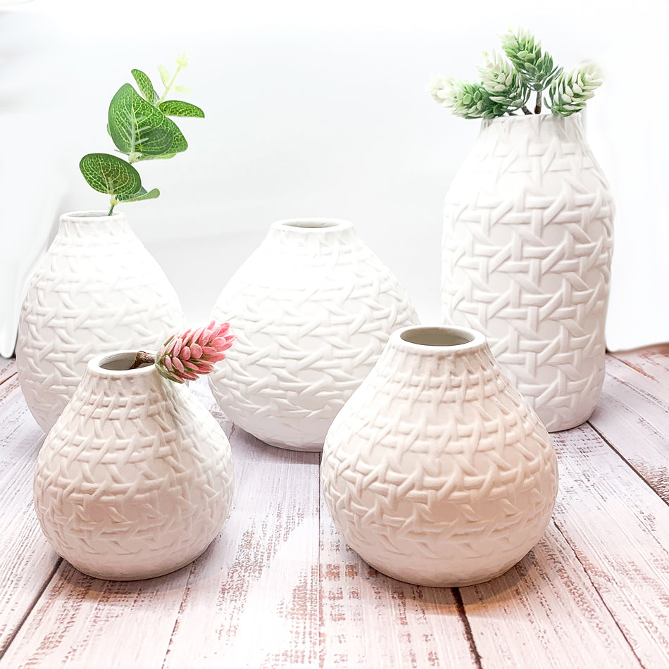 Handcrafted Textured Ceramic Vase Set – Modern Minimalist Decor