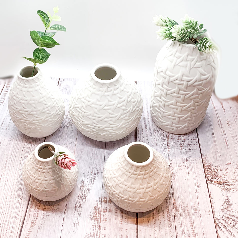 Handcrafted Textured Ceramic Vase Set – Modern Minimalist Decor