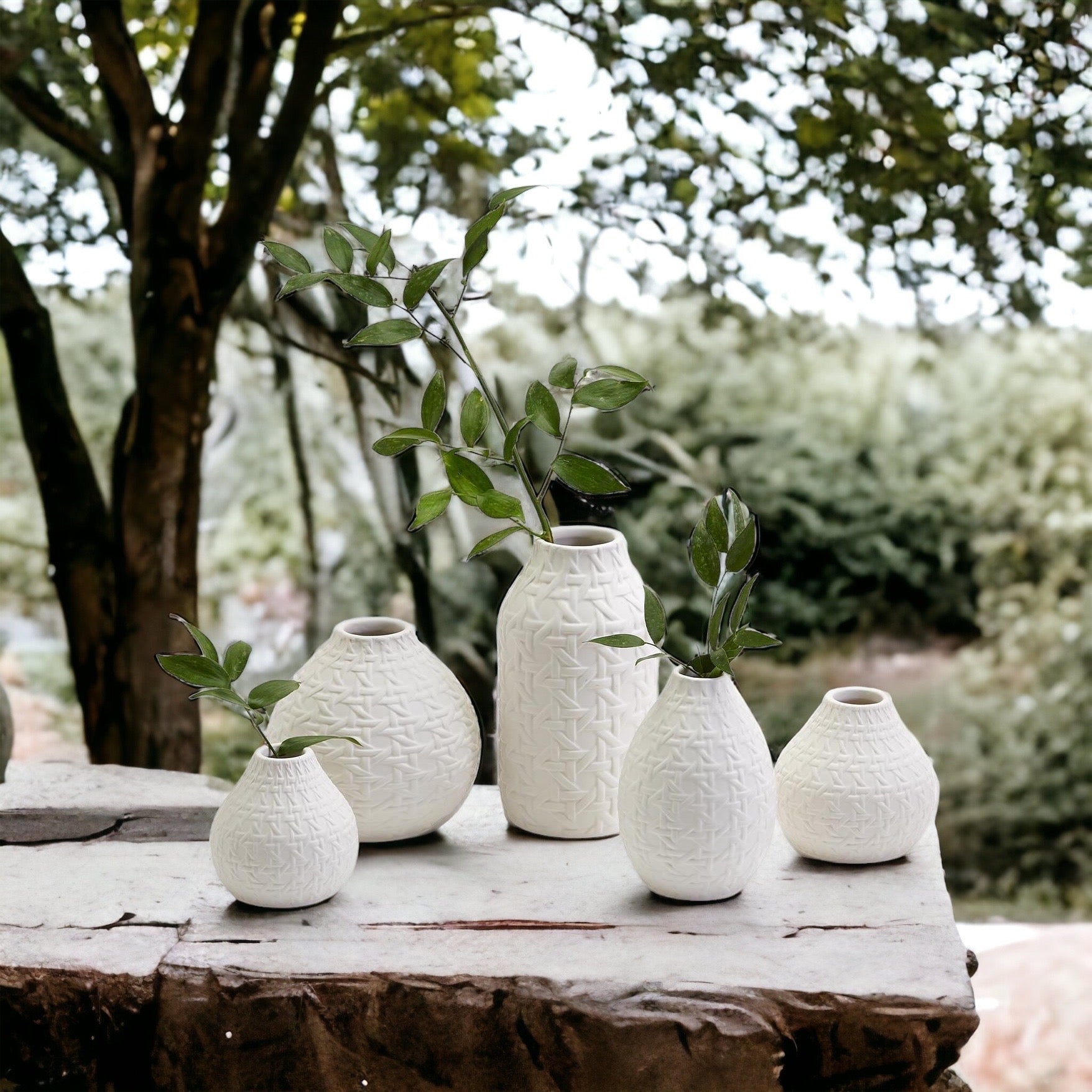 Handcrafted Textured Ceramic Vase Set – Modern Minimalist Decor