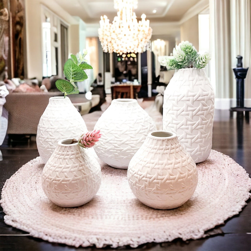 Handcrafted Textured Ceramic Vase Set – Modern Minimalist Decor